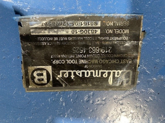 8720 Name Plate with serial number